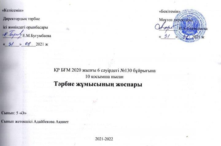 орта буын тәрбие жоспары