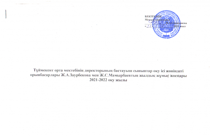 Бастауыш сыныптар оқу ісі жөніндегі орынбасарының жылдық жұмыс жоспары